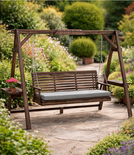 Rustic garden swing bench - rustic,
