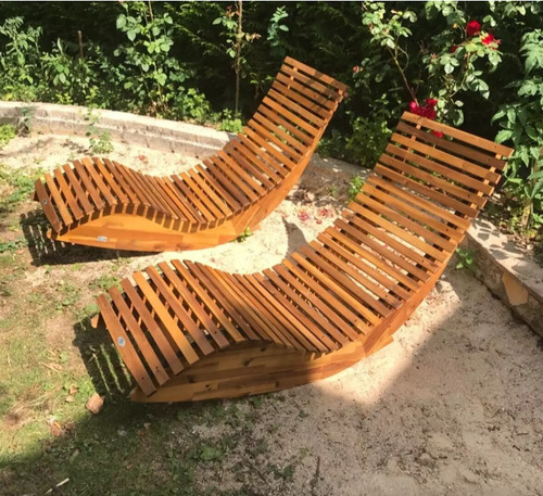 Wooden sun loungers set - set, 2